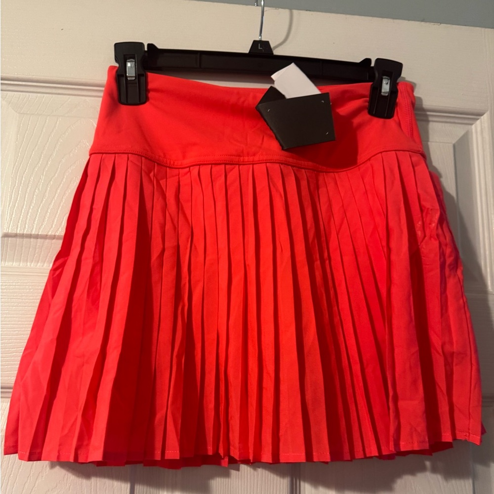 Fabletics Bright Red Pleated Athletic Mini Skirt